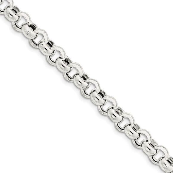 Men's 9.5mm Sterling Silver Hollow Rolo Chain Bracelet 8.5 Inch